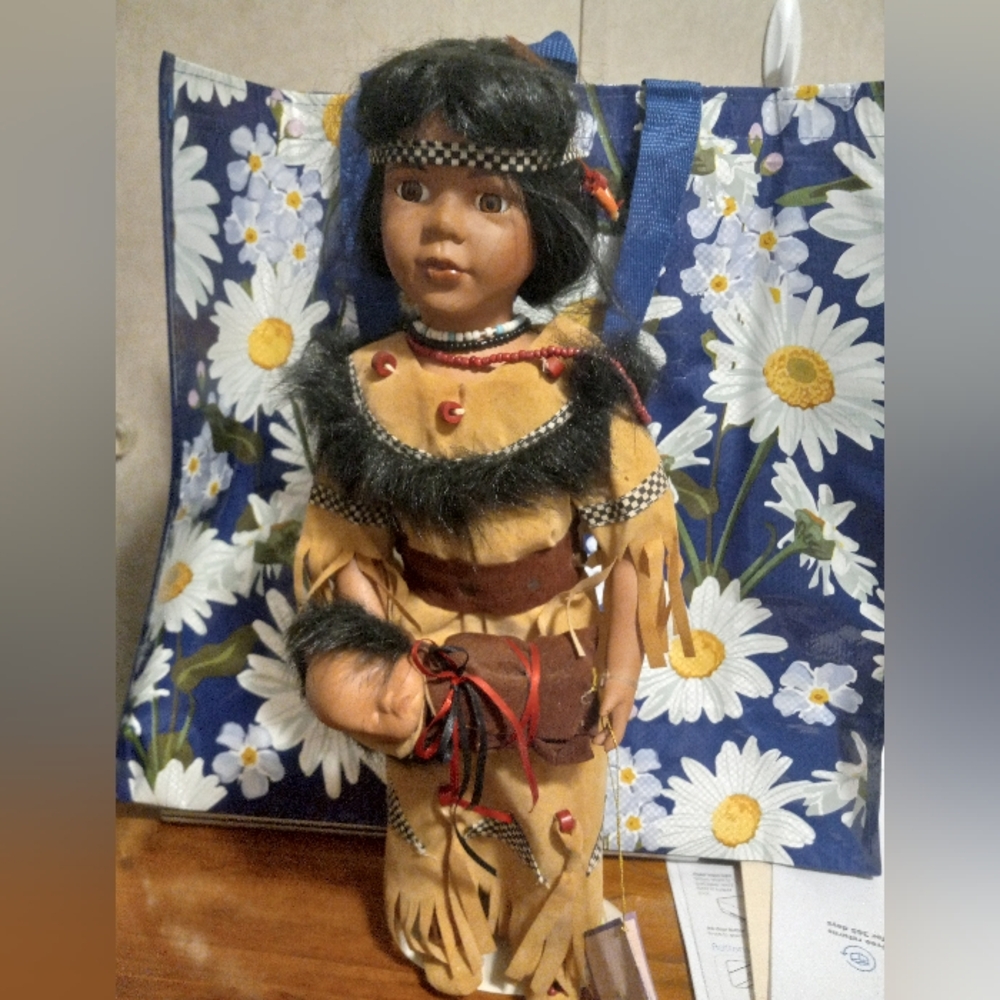 GoldnenVale Porcelain Doll Native American W/Papus #1/2000